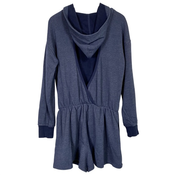 Free People Movement Sz XS TP Romper Hooded Navy Blue Pockets Athleisure Boho FP - Picture 3 of 7